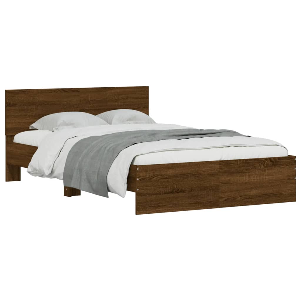 vidaXL Bedframe met hoofdeinde bruin eikenkleur 120x200 cm afbeelding