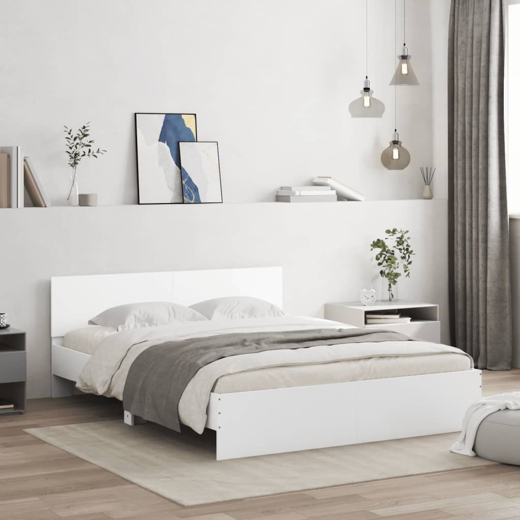 vidaXL Cadru de pat cu tăblie, alb, 140x190 cm