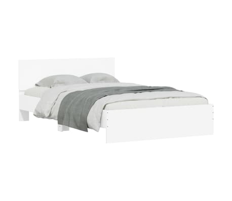 vidaXL Bed Frame with Headboard White 120x190 cm Small Double