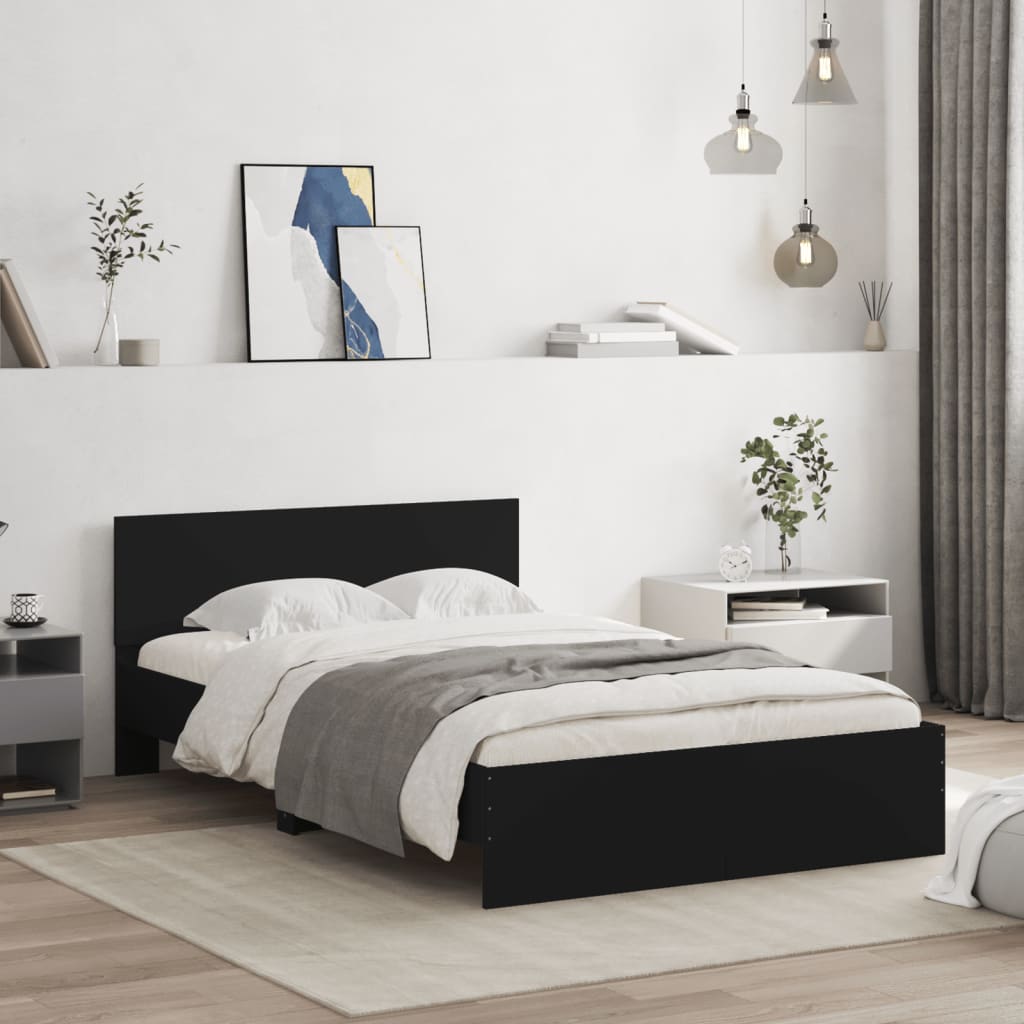 vidaXL Cadru de pat cu tăblie, negru, 120x190 cm