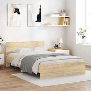 Posteljni okvir z vzglavjem sonoma hrast 120x190 cm