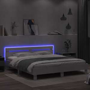 Rám postele s čelem a LED osvětlením bílý 200 x 200 cm - obrázek 4