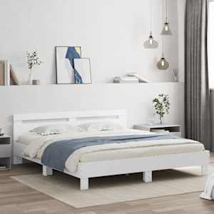 Posteljni okvir z vzglavjem in LED 200x200 cm