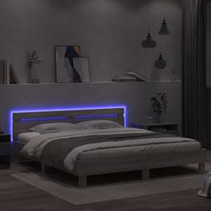 Rám postele s čelem a LED osvětlením šedý sonoma 200 x 200 cm - obrázek 4
