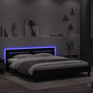 Rám postele s čelem a LED osvětlením černý 180 x 200 cm - obrázek 4