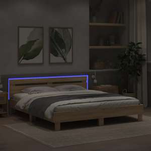 Rám postele s čelem a LED osvětlením dub sonoma 180 x 200 cm - obrázek 4