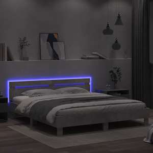Rám postele s čelem a LED osvětlením betonově šedý 180 x 200 cm - obrázek 4