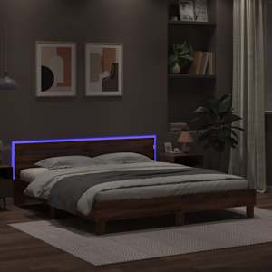 Rám postele s čelem a LED osvětlením hnědý dub 180 x 200 cm - obrázek 4