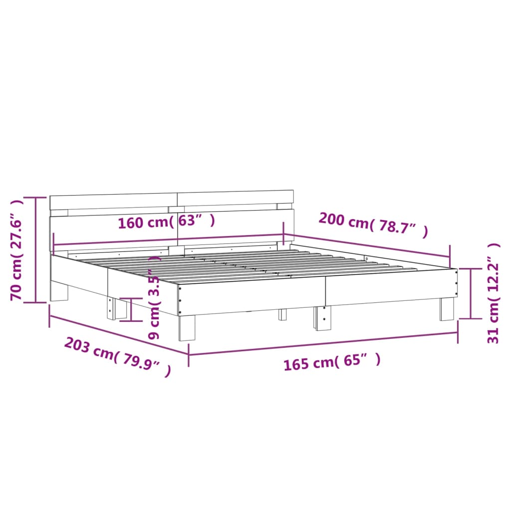 Rám postele s čelem a LED osvětlením bílý 160 x 200 cm - obrázek 15
