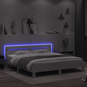 Rám postele s čelem a LED osvětlením bílý 160 x 200 cm - obrázek 4
