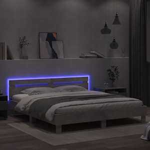 Rám postele s čelem a LED osvětlením betonově šedý 160 x 200 cm - obrázek 4
