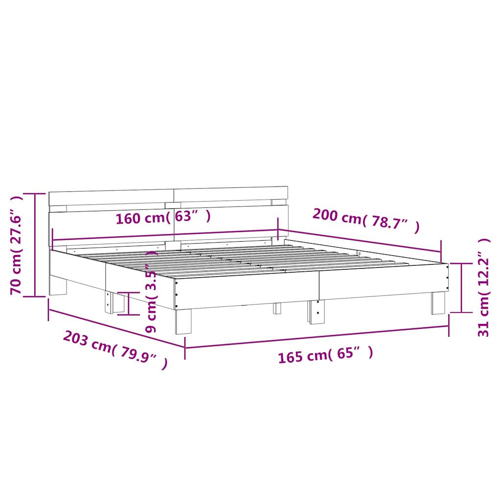 Rám postele s čelem a LED osvětlením kouřový dub 160 x 200 cm - obrázek 15