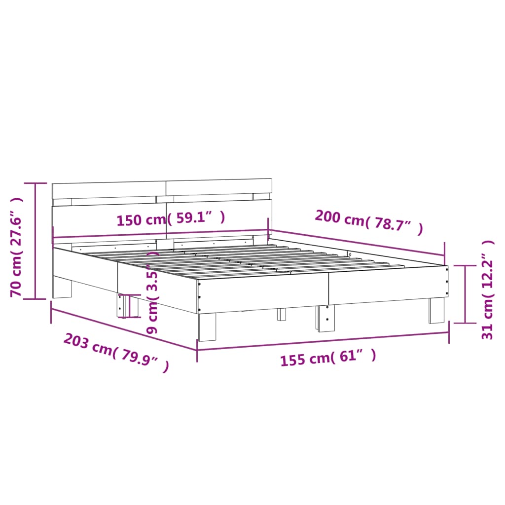 Rám postele s čelem a LED osvětlením bílý 150 x 200 cm - obrázek 15