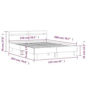 Rám postele s čelem a LED osvětlením bílý 150 x 200 cm - obrázek 15