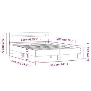 Rám postele s čelem a LED osvětlením hnědý dub 150 x 200 cm - obrázek 15