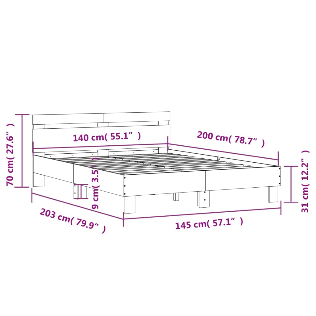 Rám postele s čelem a LED osvětlením černý 140 x 200 cm - obrázek 15