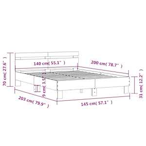 Rám postele s čelem a LED osvětlením dub sonoma 140 x 200 cm - obrázek 15