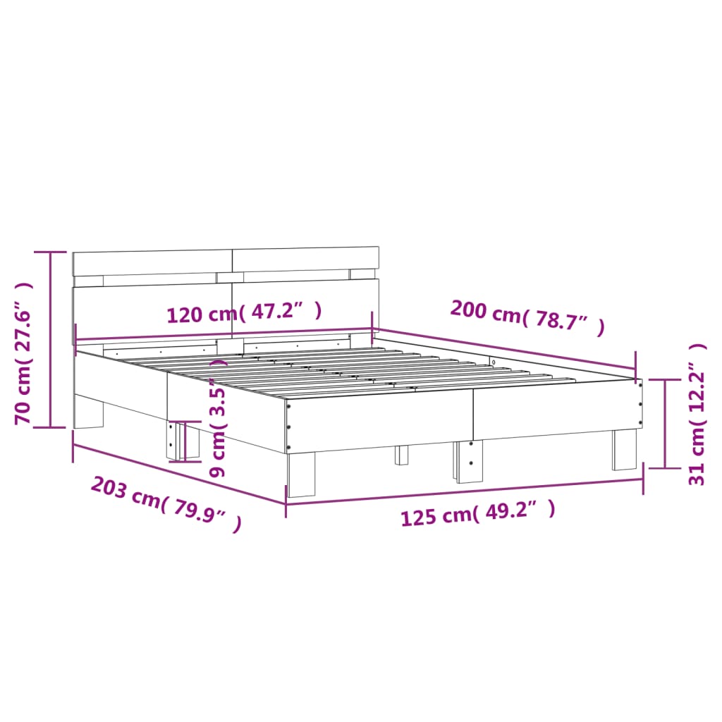 Rám postele s čelem a LED osvětlením černý 120 x 200 cm - obrázek 15