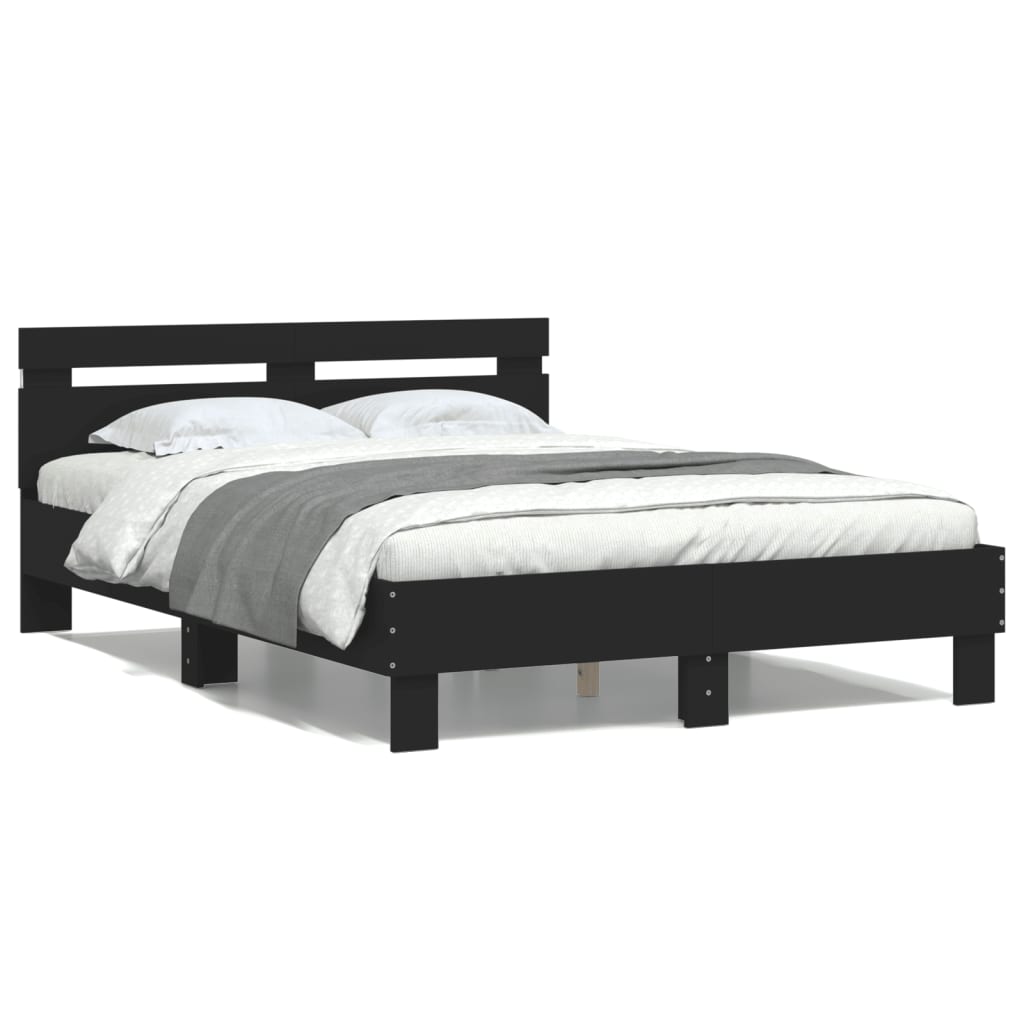 vidaXL Cadru de pat cu tăblie și LED, negru, 120x200 cm