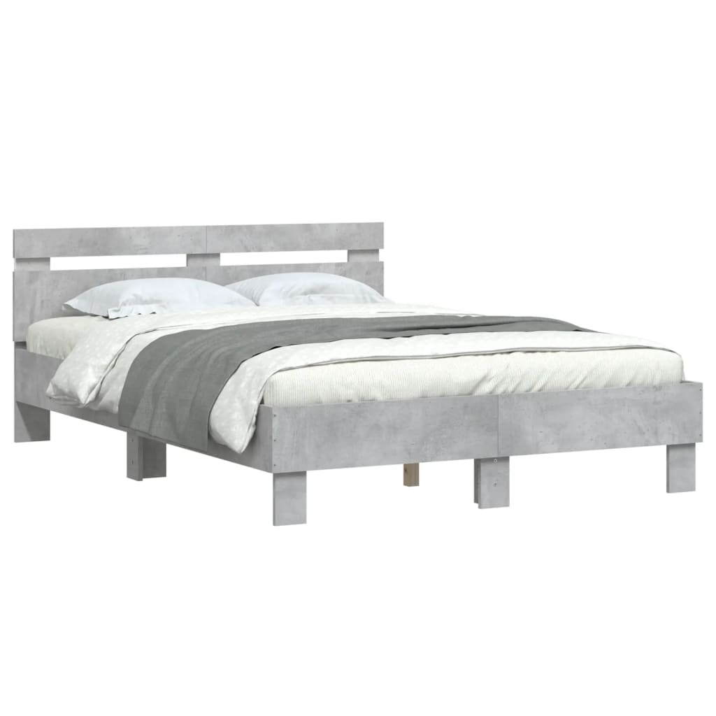 vidaXL Bedframe met hoofdeinde en LED betongrijs 120x200 cm afbeelding