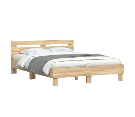 vidaXL Cadre de lit avec LED sans matelas chêne sonoma 140x190 cm