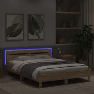 Rám postele s čelem a LED osvětlením dub sonoma 140 x 190 cm - obrázek 4