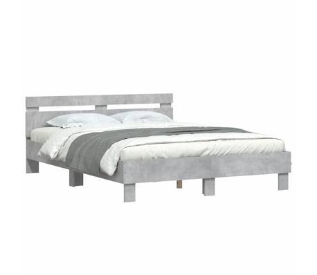 vidaXL Bed Frame with LED without Mattress Concrete Grey 140x190 cm