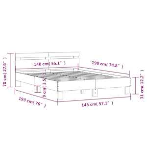 Rám postele s čelem a LED osvětlením betonově šedý 140 x 190 cm - obrázek 15