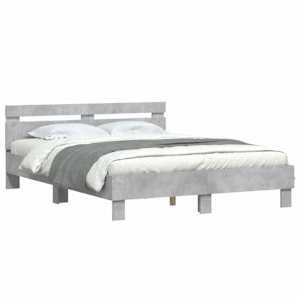 vidaXL Bed Frame with LED without Mattress Concrete Grey 140x190 cm