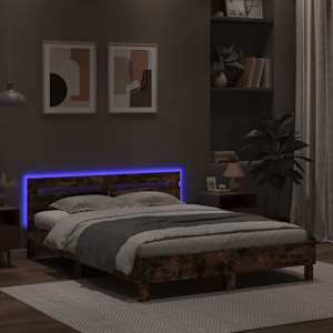 Rám postele s čelem a LED osvětlením hnědý dub 140 x 190 cm - obrázek 4