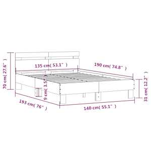 Rám postele s čelem a LED osvětlením bílý 135 x 190 cm - obrázek 15