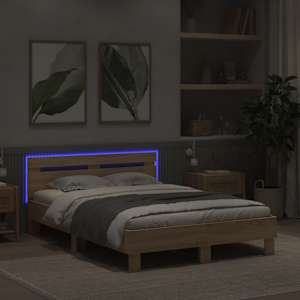 Rám postele s čelem a LED osvětlením dub sonoma 135 x 190 cm - obrázek 4