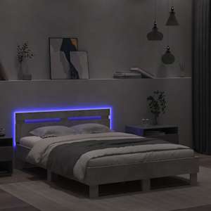 Rám postele s čelem a LED osvětlením betonově šedý 135 x 190 cm - obrázek 4