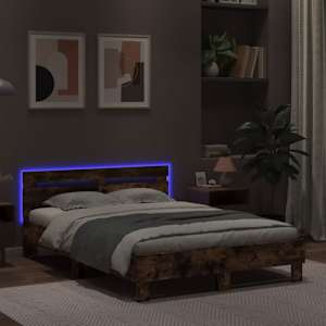 Rám postele s čelem a LED osvětlením kouřový dub 135 x 190 cm - obrázek 4