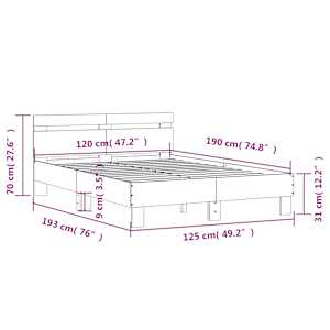 Rám postele s čelem a LED osvětlením bílý 120 x 190 cm - obrázek 15