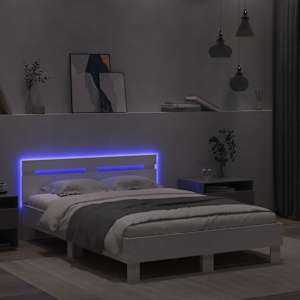 Rám postele s čelem a LED osvětlením bílý 120 x 190 cm - obrázek 4