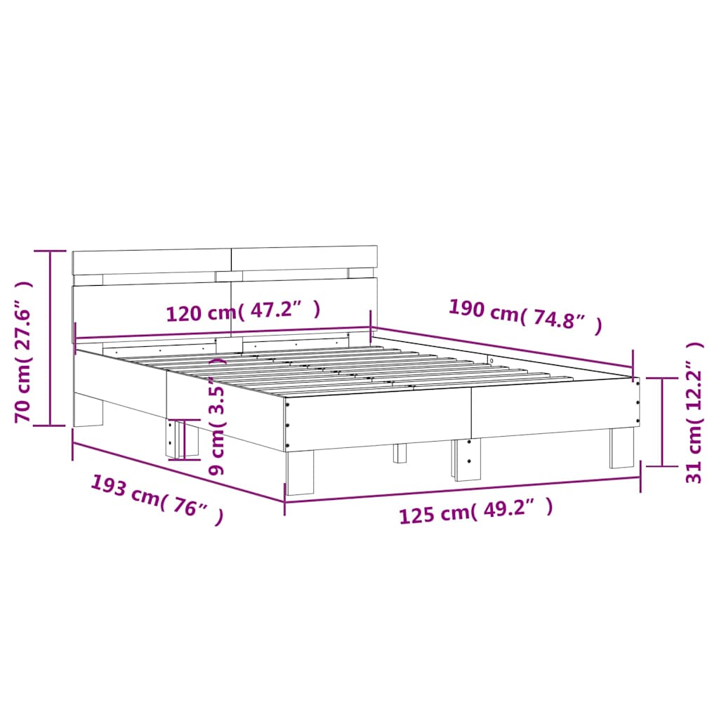 Rám postele s čelem a LED osvětlením černý 120 x 190 cm - obrázek 15