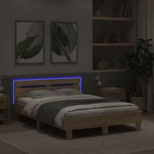 Rám postele s čelem a LED osvětlením dub sonoma 120 x 190 cm - obrázek 4