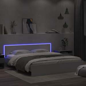 Rám postele s čelem a LED osvětlením bílý 200 x 200 cm - obrázek 4