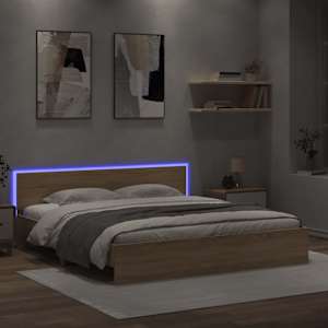 Rám postele s čelem a LED osvětlením dub sonoma 200 x 200 cm - obrázek 4