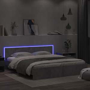 Rám postele s čelem a LED osvětlením betonově šedý 200 x 200 cm - obrázek 4