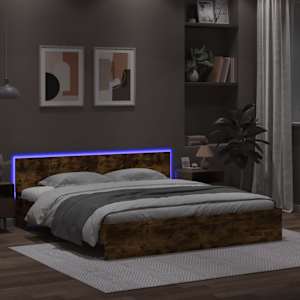 Rám postele s čelem a LED osvětlením kouřový dub 200 x 200 cm - obrázek 4