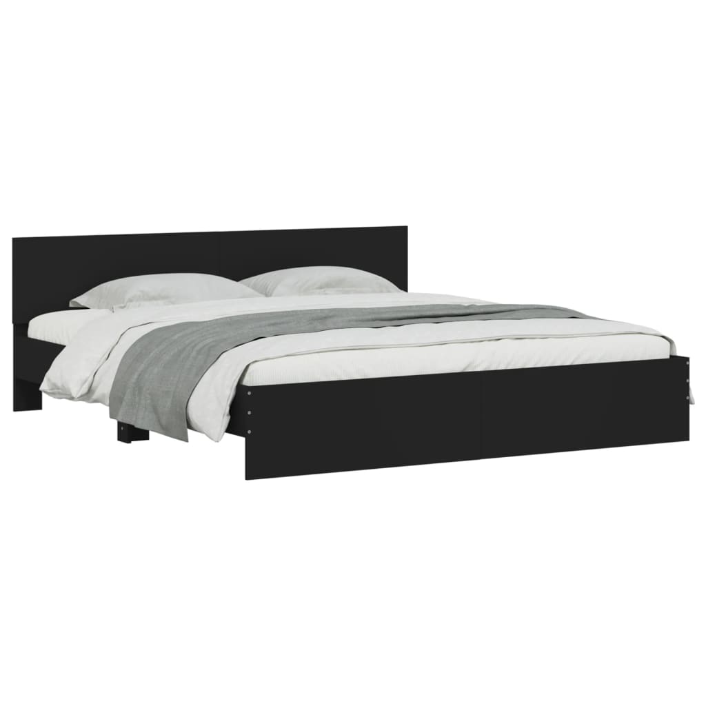 vidaXL Bedframe met hoofdeinde en LED zwart 180x200 cm afbeelding