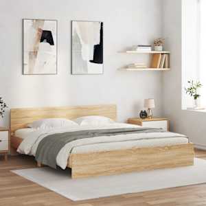 Rám postele s čelem a LED osvětlením dub sonoma 180 x 200 cm - obrázek 1
