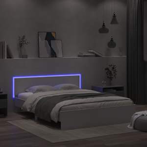 Rám postele s čelem a LED osvětlením bílý 160 x 200 cm - obrázek 4