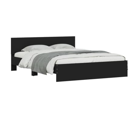 vidaXL Πλαίσιο Κρεβατιού με Κεφαλάρι/LED Μαύρο 160 x 200 εκ