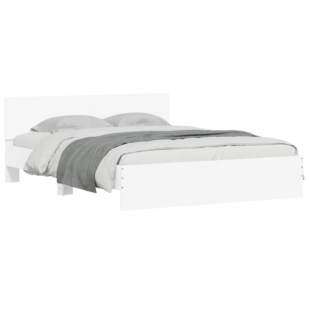 vidaXL Bedframe met hoofdeinde en LED wit 150x200 cm afbeelding