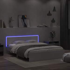 Rám postele s čelem a LED osvětlením bílý 150 x 200 cm - obrázek 4