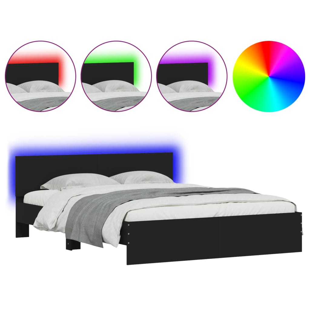 Thumbnail - vidaXL Bettgestell mit LED ohne Matratze Schwarz 150x200 cm