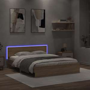 Rám postele s čelem a LED osvětlením dub sonoma 150 x 200 cm - obrázek 4